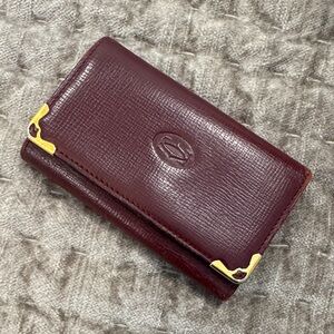 Cartier Paris Elegant Burgundy Leather Key Wallet